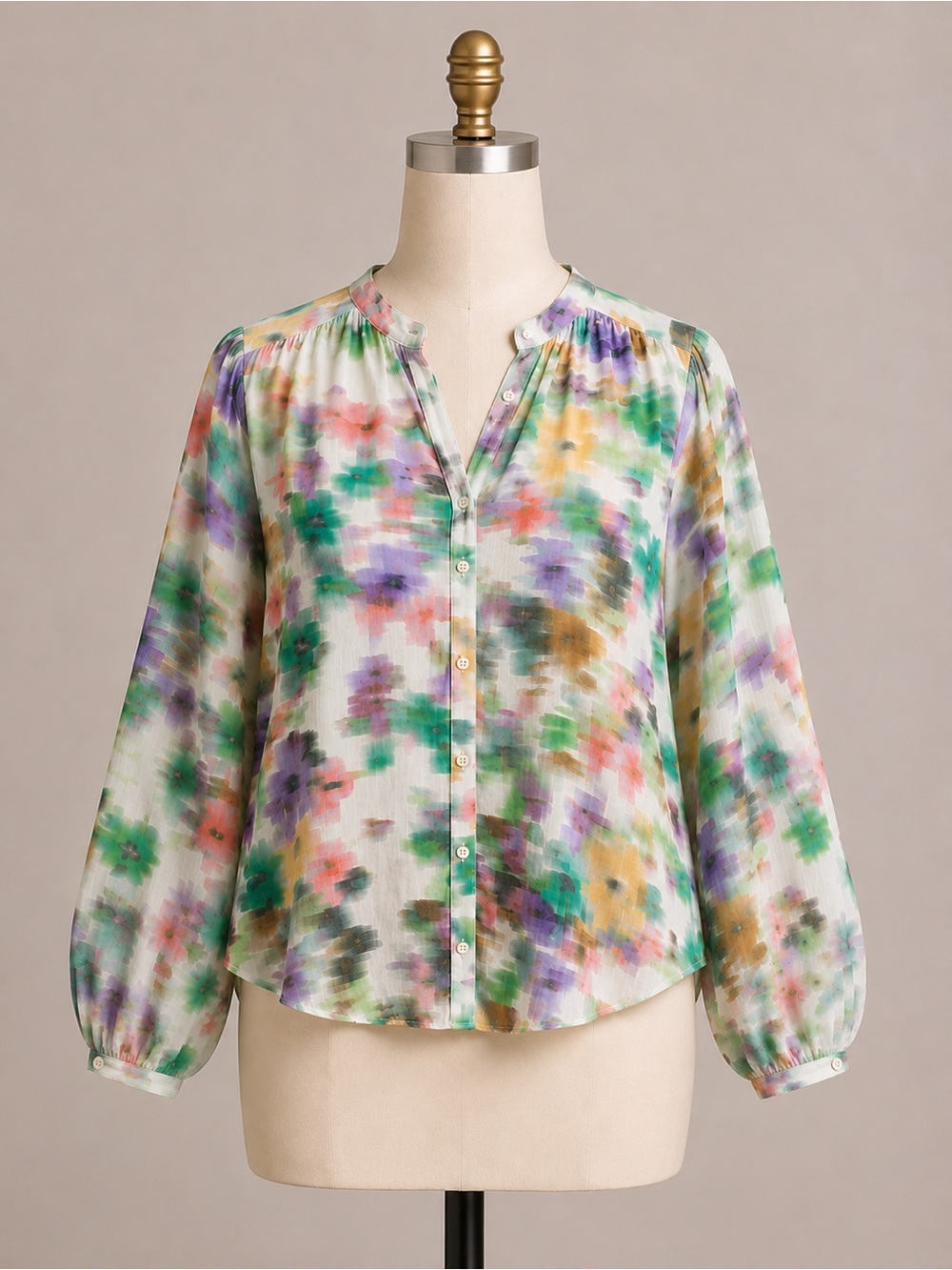 Pilcro Multicolor Watercolor Floral Button-Down Blouse From Anthropologie